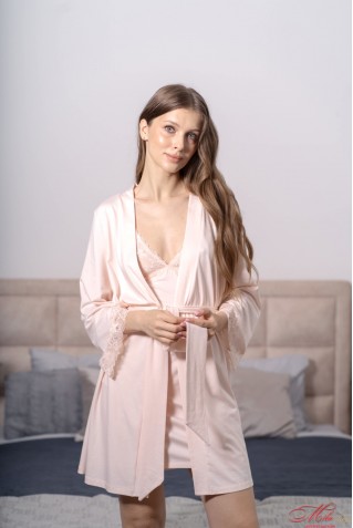 Халат із бамбука та бавовни прикрашений мереживом Your Touch PP-5009